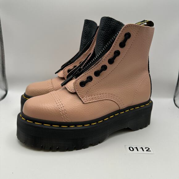 Dr Martens Pink Sinclair Combat boots Leather Zipper Wms Sz 7 - Picture 1 of 6